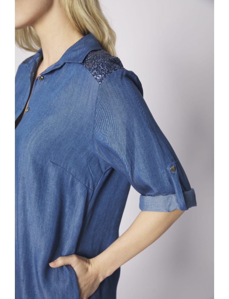 Vestido Tencel com bolsos