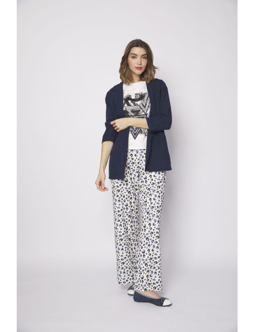 Calça animal print com elástico cintura